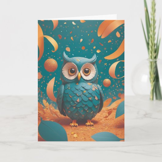 Shy owl suddenly Birthday Karte (Vorderseite)