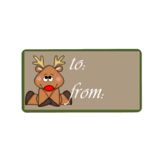 Shy Reindeer Gift Tag Adressaufkleber