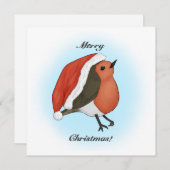 Shy Santa Robin Feiertagskarte (Vorne/Hinten)