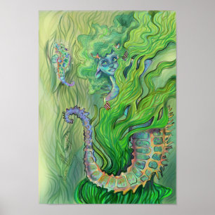 Shy Seepferd Mermaid Poster