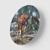 Shy Sorrel Mare und Branches Geschenk für Pferdefr Runde Wanduhr (Winkel)