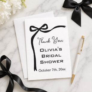 Shying the Knot Black Bow Border Brautparty Dankeskarte