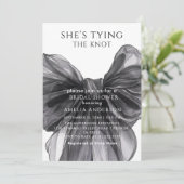 Shying the Knot Black Bow-Brautparty Einladung (Stehend Vorderseite)