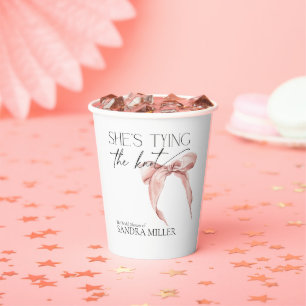 Shying the Knot Blush Pink Bow Brautparty Pappbecher