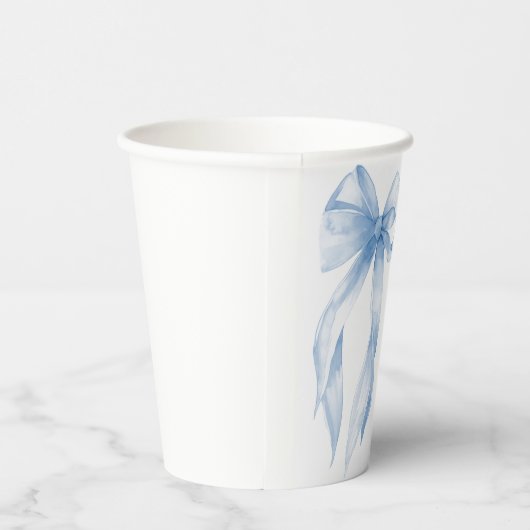 Shying the Knot Dusty Blue Bow Brautparty Pappbecher (Rechts)