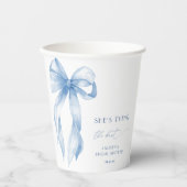 Shying the Knot Dusty Blue Bow Brautparty Pappbecher (Vorderseite)