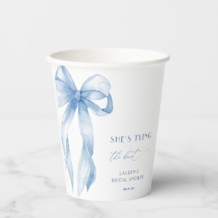Shying the Knot Dusty Blue Bow Brautparty Pappbecher