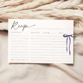 Shying the Knot Lila Bow Bridal Recipe Card Einladung
