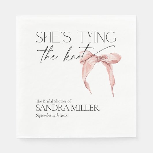 Shying the Knot Pink Bow Brautparty Serviette (Vorderseite)