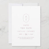 SHYLAH Dusty Rose Mauve Geometric Monogram Wedding Save The Date (Vorderseite)