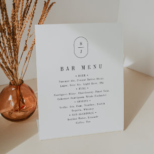 SHYLAH Elegant Boho Neutral Wedding Bar Menu Signi Sockelschild