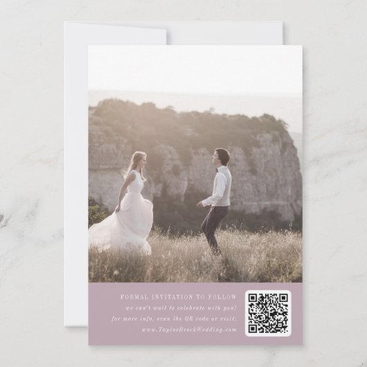 SHYLAH Lila Lilac Minimalistisch Dusty Rose Weddin Save The Date (Rückseite)