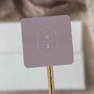 SHYLAH Lila Lilac Minimalistisch Wedding Monogram Quadratischer Aufkleber
