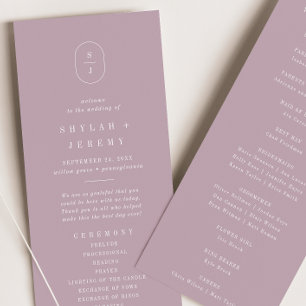 SHYLAH Mauve Lilac Simple Modern Lila Wedding Programm