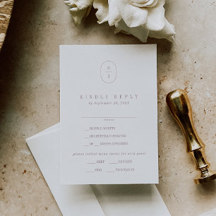 SHYLAH Mauve Simple Boho Modern Wedding RSVP Card Karte