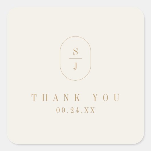 SHYLAH Minimal Gold Cream Boho Wedding Vielen Dank Quadratischer Aufkleber (Vorderseite)