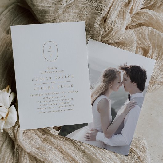 SHYLAH Minimal Gold Einfaches Modernes Foto Hochze Einladung