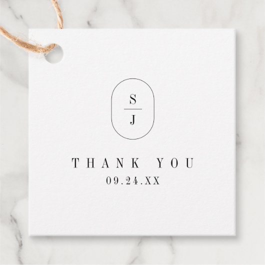 SHYLAH Monogram Schwarz-weiß Boho Wedding Vielen D Geschenkanhänger (Vorderseite)