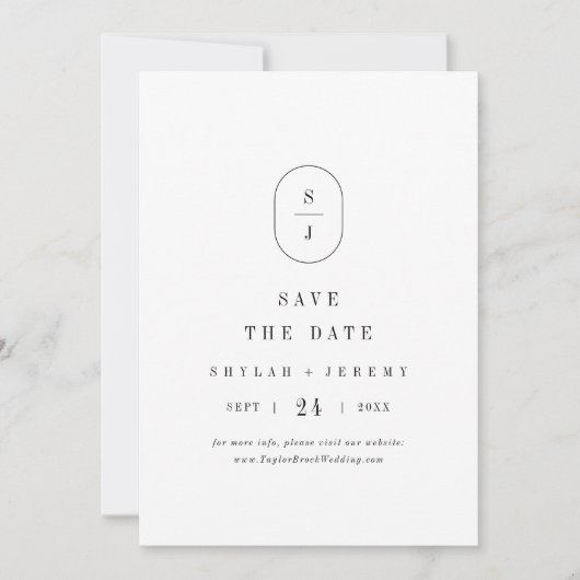 SHYLAH Neutral Elegante Schwarz-weiße klassische H Save The Date (Vorderseite)