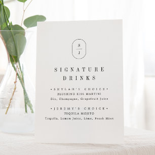 SHYLAH Schwarz-weiß Elegant Wedding Signature Drin Sockelschild