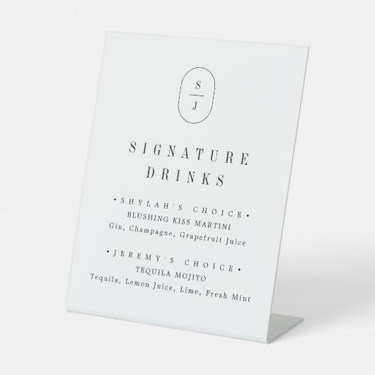 SHYLAH Schwarz-weiß Elegant Wedding Signature Drin Sockelschild (Vorderseite)