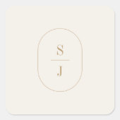 SHYLAH Simple Gold Cream Boho Wedding Monogram Quadratischer Aufkleber (Vorderseite)