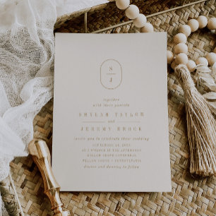 SHYLAH Simple Gold Cream Ivory Modern Boho Wedding Einladung