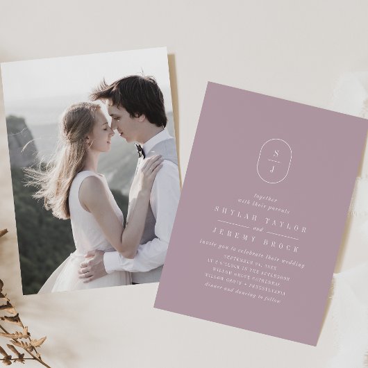 SHYLAH Simple Lilac Modernes Lila Foto Hochzeit Einladung