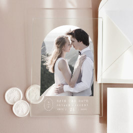 SHYLAH White Boho Monogram Wedding Save the Date Acryleinladungen