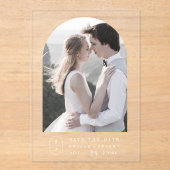 SHYLAH White Boho Monogram Wedding Save the Date Acryleinladungen (Vorderseite)