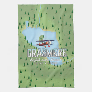 Shymbulak Kasachstan Skifahrplakat Geschirrtuch