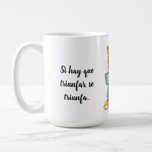 Si Hay Que Triunfar Grumpy Orange Cat Custom Quote Kaffeetasse (Links)