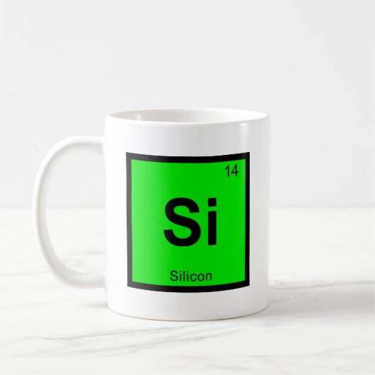 Si - Silicon Chemistry Periodic Table Symbol Kaffeetasse (Links)