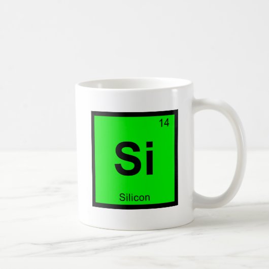 Si - Silicon Chemistry Periodic Table Symbol Kaffeetasse (Rechts)
