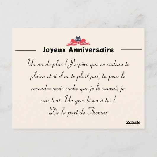 Si tu vends je saurais - Bday Edition Postkarte (Rückseite)