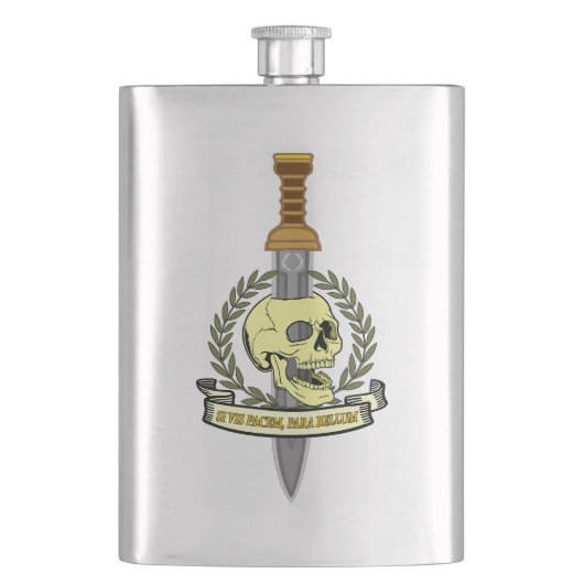 Si Vis Pacem, Para Bellum.. Skull Flachmann (Vorderseite)