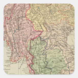 Siam, Birma und Anam Quadratischer Aufkleber