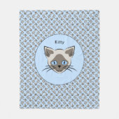 Siam Blue Mit Augen Cat Face Dark on Light Graphic Fleecedecke (Vorderseite)
