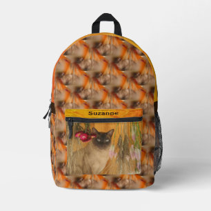 Siam Cat Animal Muster Personalisiert Bedruckter Rucksack