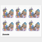 Siam Cat Birdhouse Stiefmütterchen Wasserfarbe "An Quadratischer Aufkleber (Blatt)