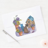 Siam Cat Birdhouse Stiefmütterchen Wasserfarbe "An Quadratischer Aufkleber (Umschlag)