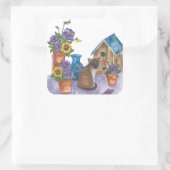 Siam Cat Birdhouse Stiefmütterchen Wasserfarbe "An Quadratischer Aufkleber (Tasche)