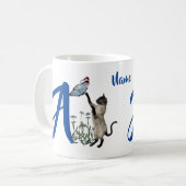 Siam Cat Butterfly Monogram Initial A Your Name Kaffeetasse (Vorderseite Links)