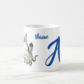 Siam Cat Butterfly Monogram Initial A Your Name Kaffeetasse (Mittel)