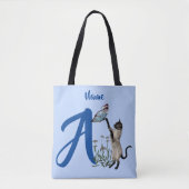 Siam Cat Butterfly Monogram Initial A Your Name Tasche (Vorderseite)