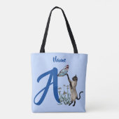 Siam Cat Butterfly Monogram Initial A Your Name Tasche (Rückseite)