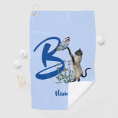 Siam Cat Butterfly Monogram Initial B Ihr Name Golfhandtuch (Insitu)