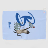 Siam Cat Butterfly Monogram Initial B Ihr Name Golfhandtuch (Horizontal)
