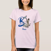 Siam Cat Butterfly Monogram Initial B Name T-Shirt (Vorderseite)