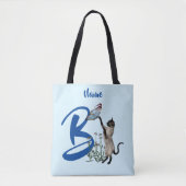 Siam Cat Butterfly Monogram Initial B Name Tasche (Vorderseite)